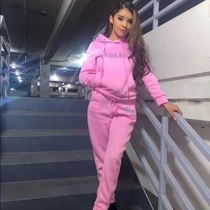 Pink diamond hoodie set